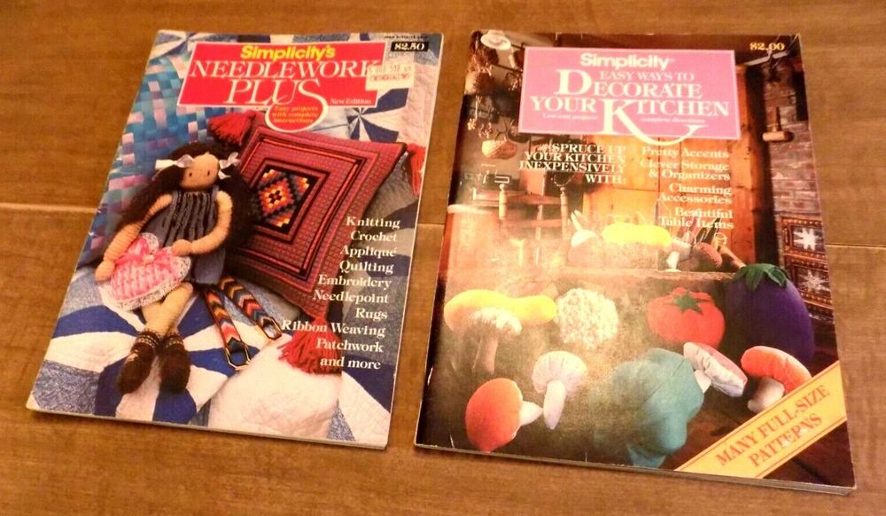 Lot of 2 Vintage Sewing Books 1980s Simplicity Craft Books w/ Full Size Patterns